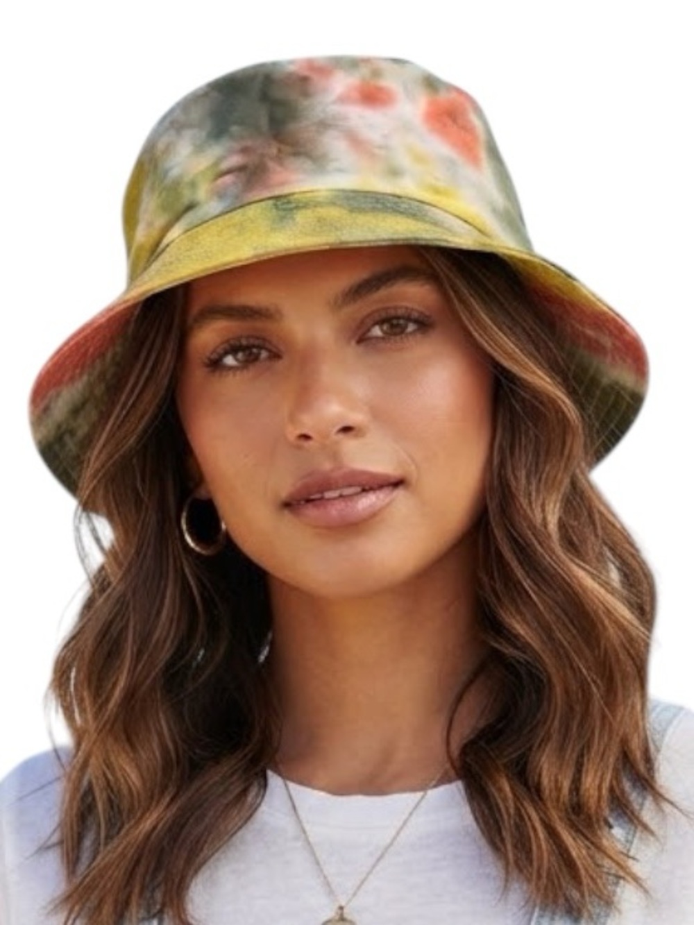 TIE DYE Bucket Hat Red Olive Yellow Streetwear Casual One Size